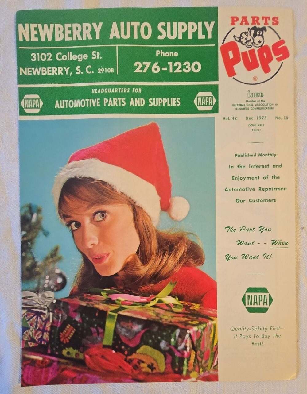 Vintage Parts Pups NAPA Auto Supply Magazine Vol. 42 No. 10 December 1973